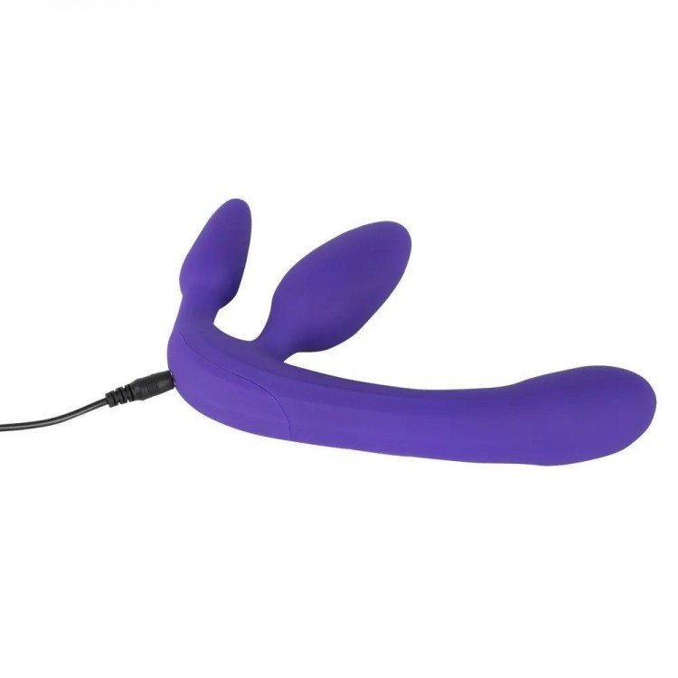 Фиолетовый безремневой вибрострапон Vibrating Strapless Strap-On