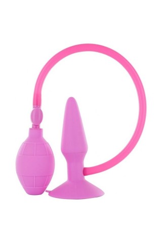 Розовая анальная пробка с расширением Inflatable Butt Plug Small - 10 см.