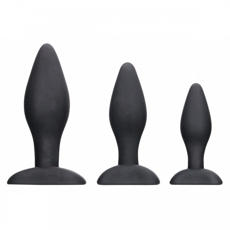 Набор из 3 черных анальных пробок Apex Butt Plug Set