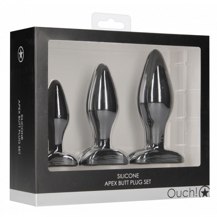 Набор из 3 черных анальных пробок Apex Butt Plug Set