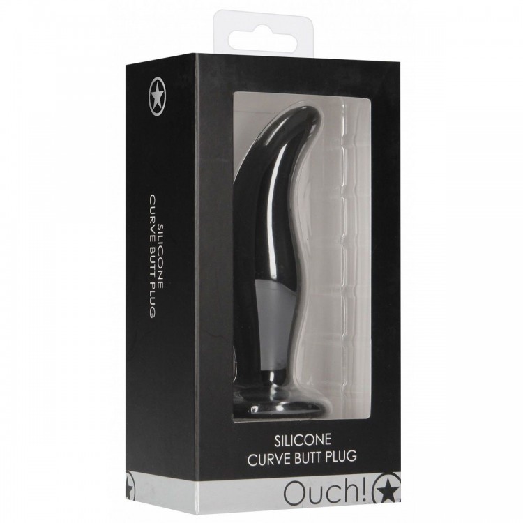 Черная анальная пробка Curve Butt Plug - 11,4 см. Черная анальная пробка Curve Butt Plug - 11,4 см.