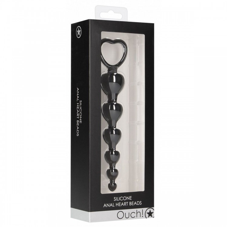 Черная анальная елочка Anal Heart Beads - 18,5 см. Черная анальная елочка Anal Heart Beads - 18,5 см.