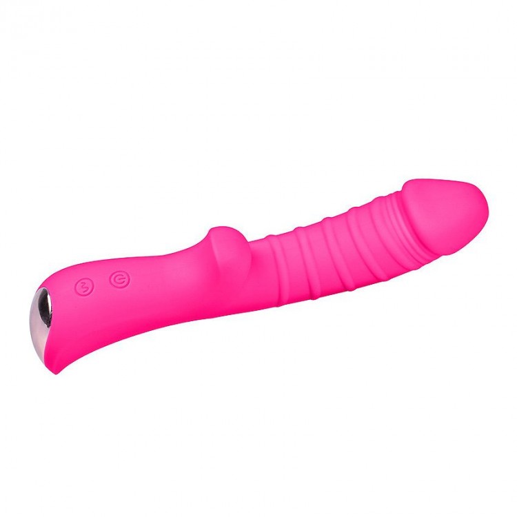 Ярко-розовый вибромассажер 5 Silicone Wild Passion - 19,1 см.