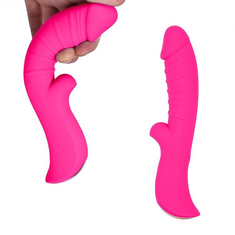 Ярко-розовый вибромассажер 5 Silicone Wild Passion - 19,1 см.