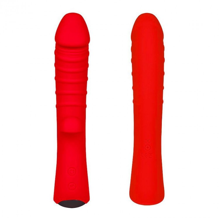Красный вибромассажер 5" Silicone Wild Passion - 19,1 см.