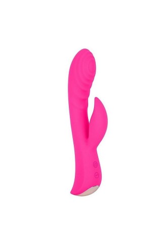 Ярко-розовый вибромассажер-кролик 5" Silicone Ripple Passion - 19,1 см.