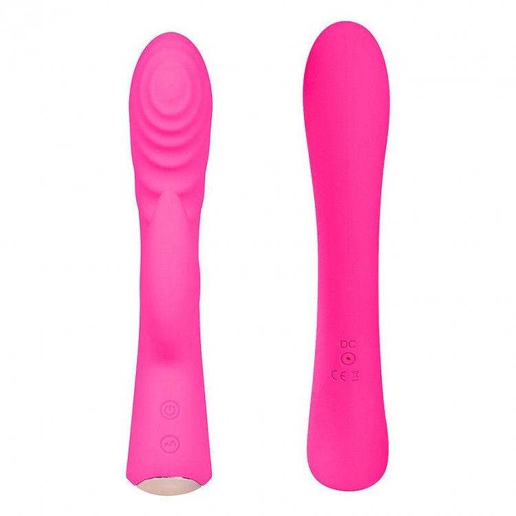 Ярко-розовый вибромассажер-кролик 5" Silicone Ripple Passion - 19,1 см.