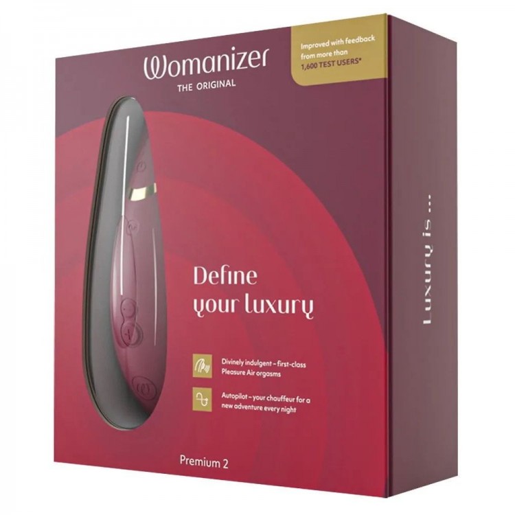 Бордовый клиторальный стимулятор Womanizer Premium 2