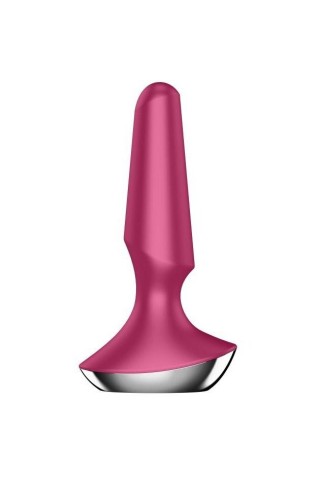 Малиновая анальная пробка с вибрацией Satisfyer Plug-ilicious 2 - 14 см.