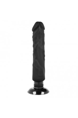 Черный вибратор на присоске Basecock Realistic Vibrator 2in1 - 20 см.