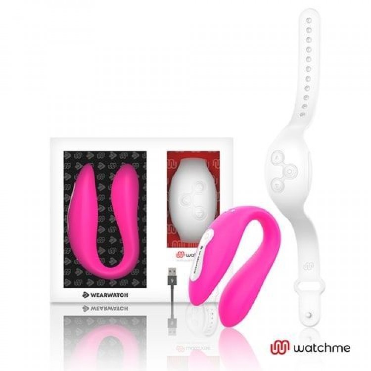 Розовый вибратор для пар с белым пультом-часами Weatwatch Dual Pleasure Vibe Розовый вибратор для пар с белым пультом-часами Weatwatch Dual Pleasure Vibe