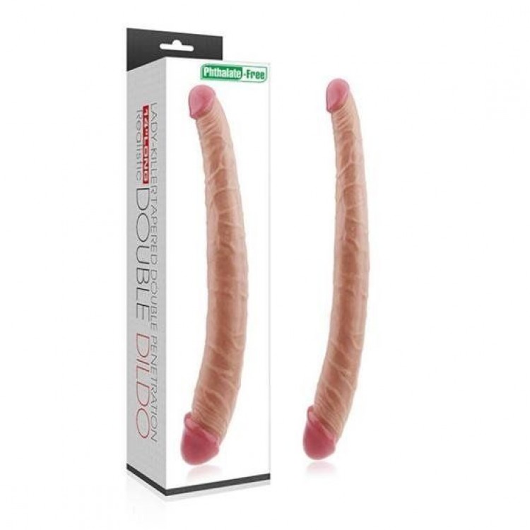 Телесный двусторонний фаллоимитатор 14" King Size Realistic Ladykiller Tapered Double Penetration - 35,5 см. Телесный двусторонний фаллоимитатор 14" King Size Realistic Ladykiller Tapered Double Penetration - 35,5 см.