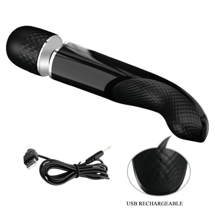 Черный вибратор-жезл Charming Massager Plus - 29 см.