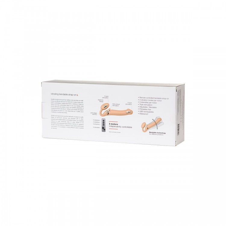 Телесный безремневой вибрострапон Vibrating Bendable Strap-On L