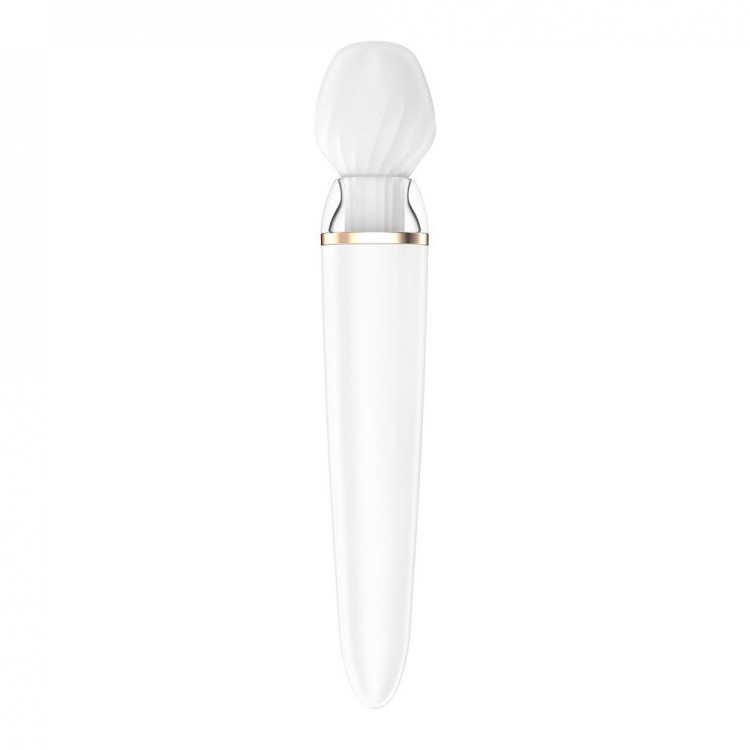 Белый вибромассажер Satisfyer Double Wand-er со сменными насадками