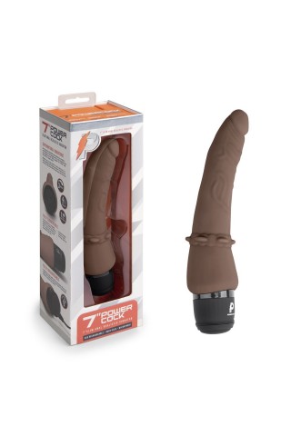 Коричневый анальный вибратор 7" Slim Anal Realistic Vibrator - 20 см.