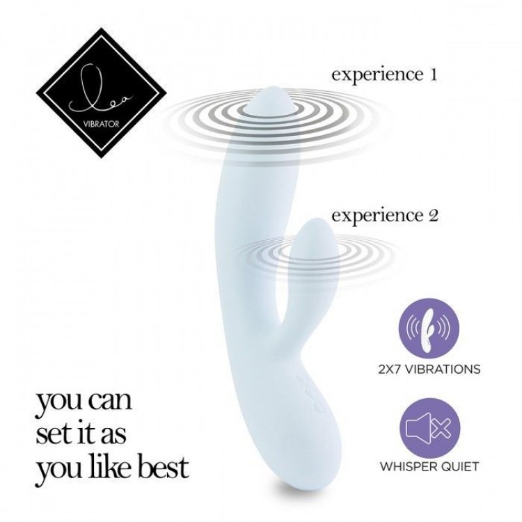 Нежно-голубой вибратор-кролик Lea Rabbit Vibrator - 20,2 см.