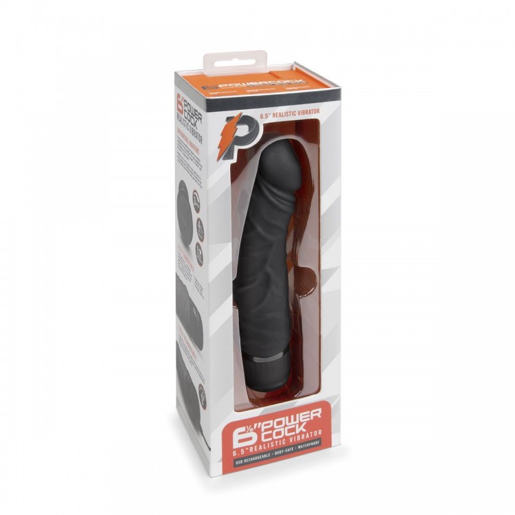 Черный вибратор-реалистик 6.5 Girthy Realistic Vibrator - 19 см.