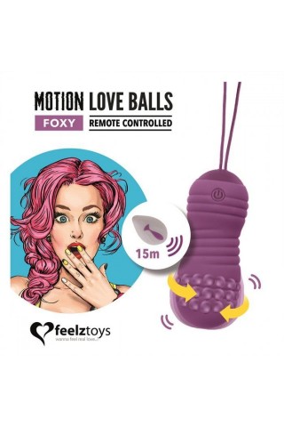 Фиолетовые вагинальные шарики с вращением бусин Remote Controlled Motion Love Balls Foxy