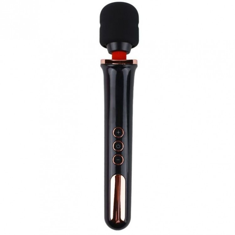 Черный жезловый вибратор Wand Vander - 33,5 см.