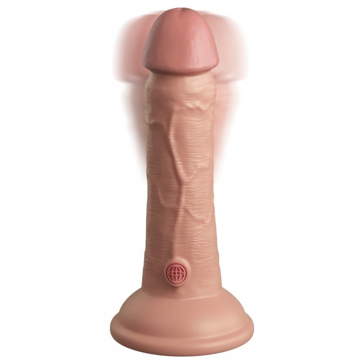 Телесный вибратор-реалистик на присоске 6 Vibrating Silicone Dual Density Cock - 17,8 см.