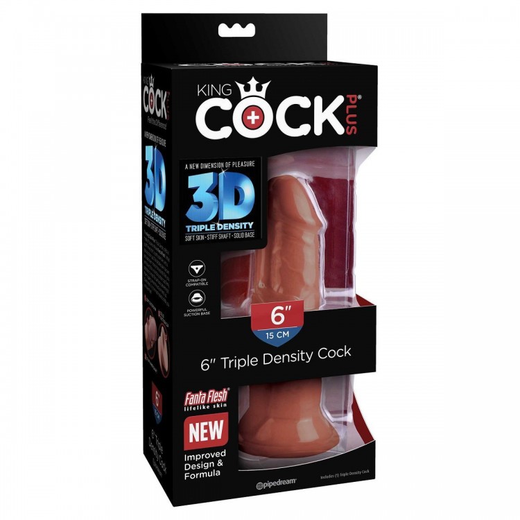 Коричневый фаллоимитатор на присоске 6" Triple Density Cock - 18,4 см.