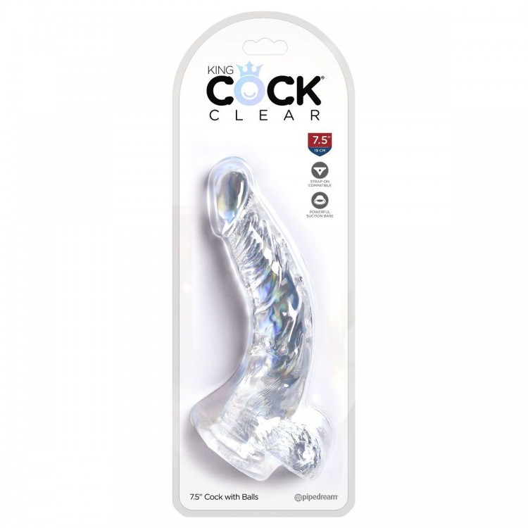 Прозрачный фаллоимитатор 7.5" Cock with Balls - 21,6 см.