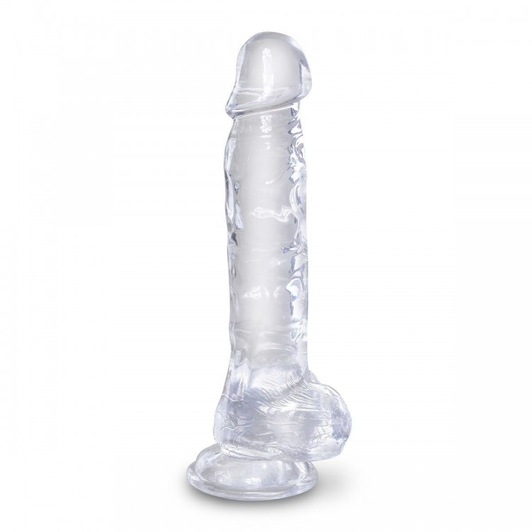 Прозрачный фаллоимитатор 8" Cock with Balls - 22,2 см.