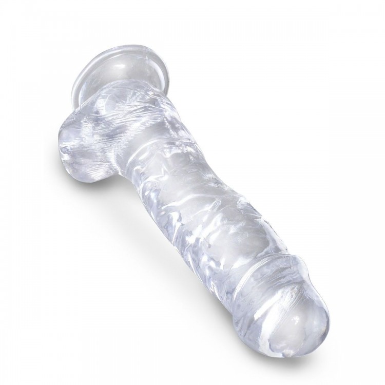 Прозрачный фаллоимитатор 8" Cock with Balls - 22,2 см.