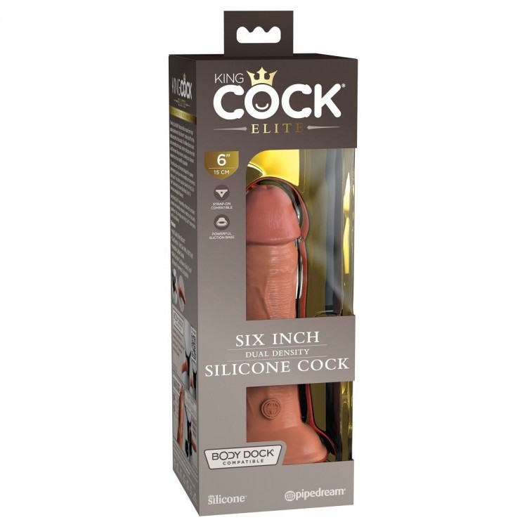 Кофейный фаллоимитатор 6" Silicone Dual Density Cock - 17 см.