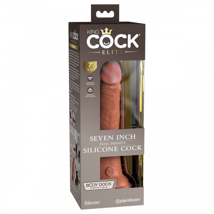 Кофейный фаллоимитатор 7" Silicone Dual Density Cock - 21 см.