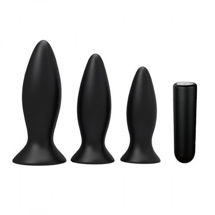 Тренировочный набор анальных пробок Booty Cone Training Set с вибропулей Тренировочный набор анальных пробок Booty Cone Training Set с вибропулей