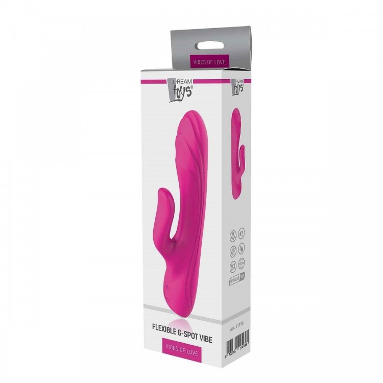 Ярко-розовый вибратор-кролик Flexible G-spot Vibe - 21 см.