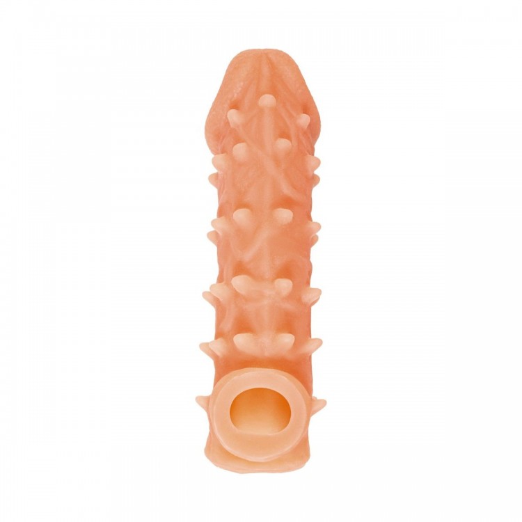 Телесная закрытая насадка с пупырышками Cock Sleeve Size S - 13,8 см.