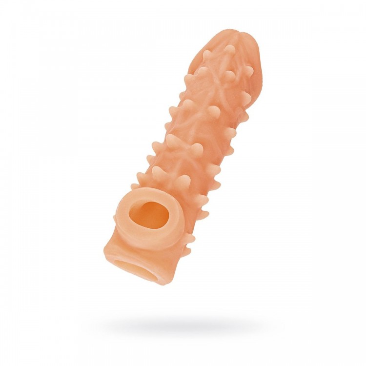 Телесная закрытая насадка с пупырышками Cock Sleeve Size S - 13,8 см.