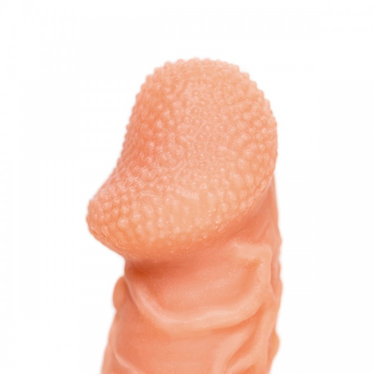 Телесная закрытая насадка с венками Cock Sleeve Size S - 13,8 см.