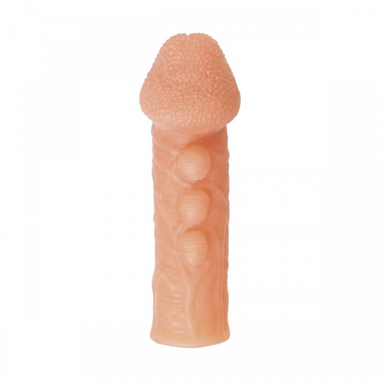 Телесная закрытая насадка с шишечками Cock Sleeve Size S - 13,8 см.