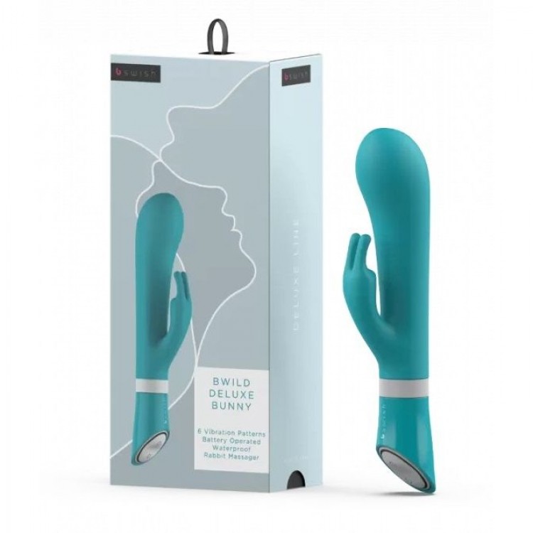 Бирюзовый вибратор-кролик Bwild Deluxe Bunny - 19,3 см.