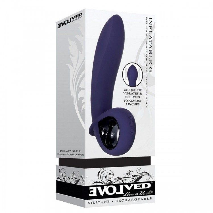 Фиолетовый вибростимулятор зоны G с функцией расширения Inflatable G - 16,5 см.
