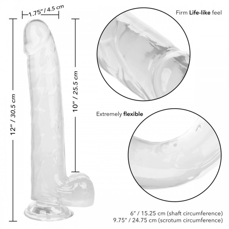 Прозрачный фаллоимитатор-гигант Size Queen 10" - 30,5 см.