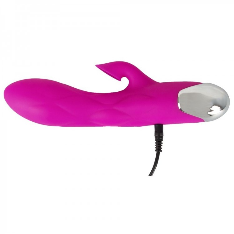 Лиловый вибратор-кролик Super Soft Silicone Sucking Vibrator - 20 см.