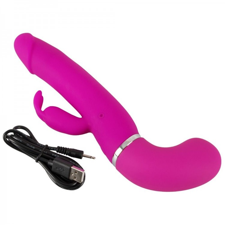 Лиловый вибратор-кролик с функцией сквирта Cumshot Rabbit Vibrator - 24 см.