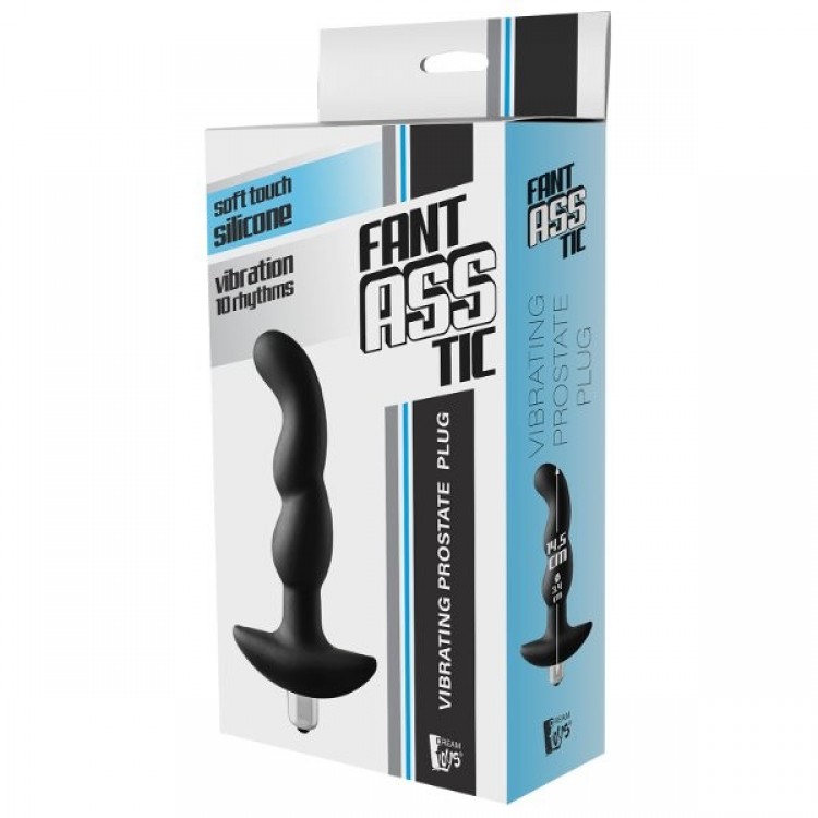 Черная вибропробка для простаты FantASStic Vibrating Prostate Plug - 14,5 см.