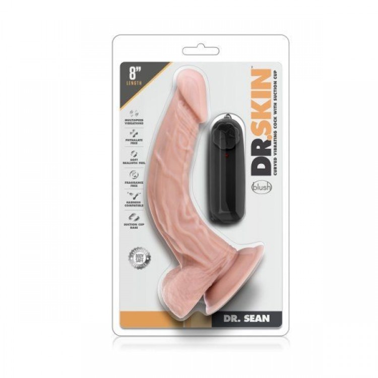 Телесный вибратор-реалистик Dr. Sean 8 Inch Vibrating Cock - 20,3 см.