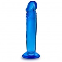 Синий анальный фаллоимитатор Sweet N Small 6 Inch Dildo With Suction Cup - 16,5 см.