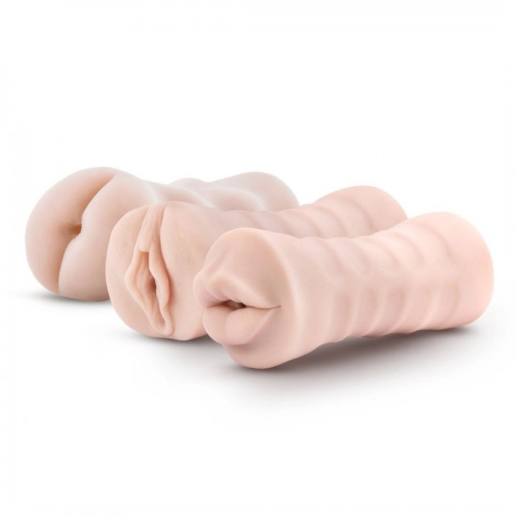 Набор из 3 мастурбаторов и вибропули 3-Pack Self-Lubricating Vibrating Stroker Sleeve Kit