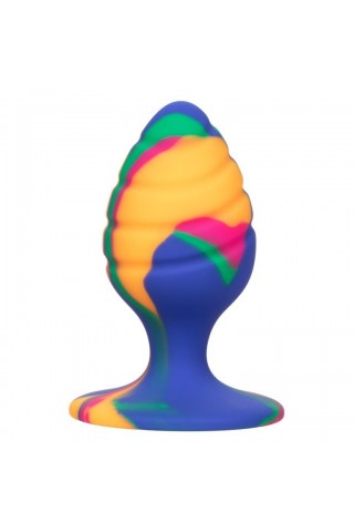 Яркая анальная пробка Cheeky Medium Swirl Tie-Dye Plug - 7,5 см.