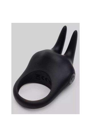 Черное эрекционное виброкольцо Sensation Rechargeable Vibrating Rabbit Love Ring