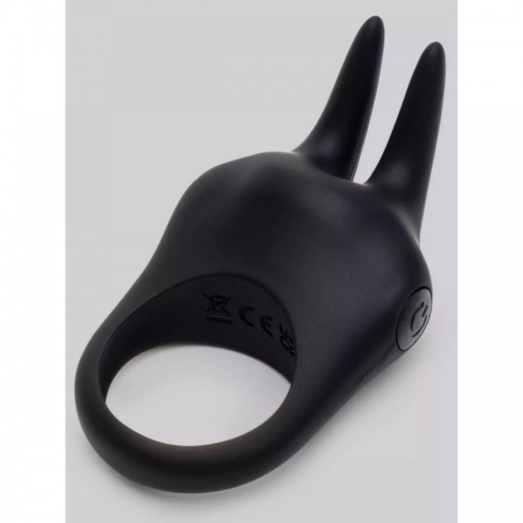 Черное эрекционное виброкольцо Sensation Rechargeable Vibrating Rabbit Love Ring