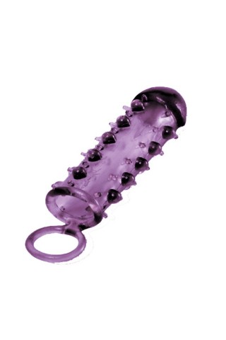 Закрытая фиолетовая насадка с пупырышками SAMURAI PENIS SLEEVE PURPLE - 14,5 см.